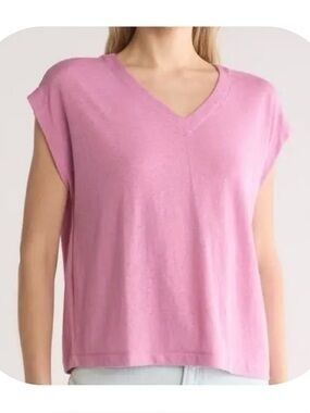 Madewell Purple V-Neck Cap Sleeve Top